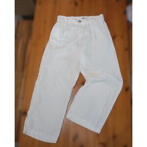 Halston Linen Pants Women's L Off White Ivory